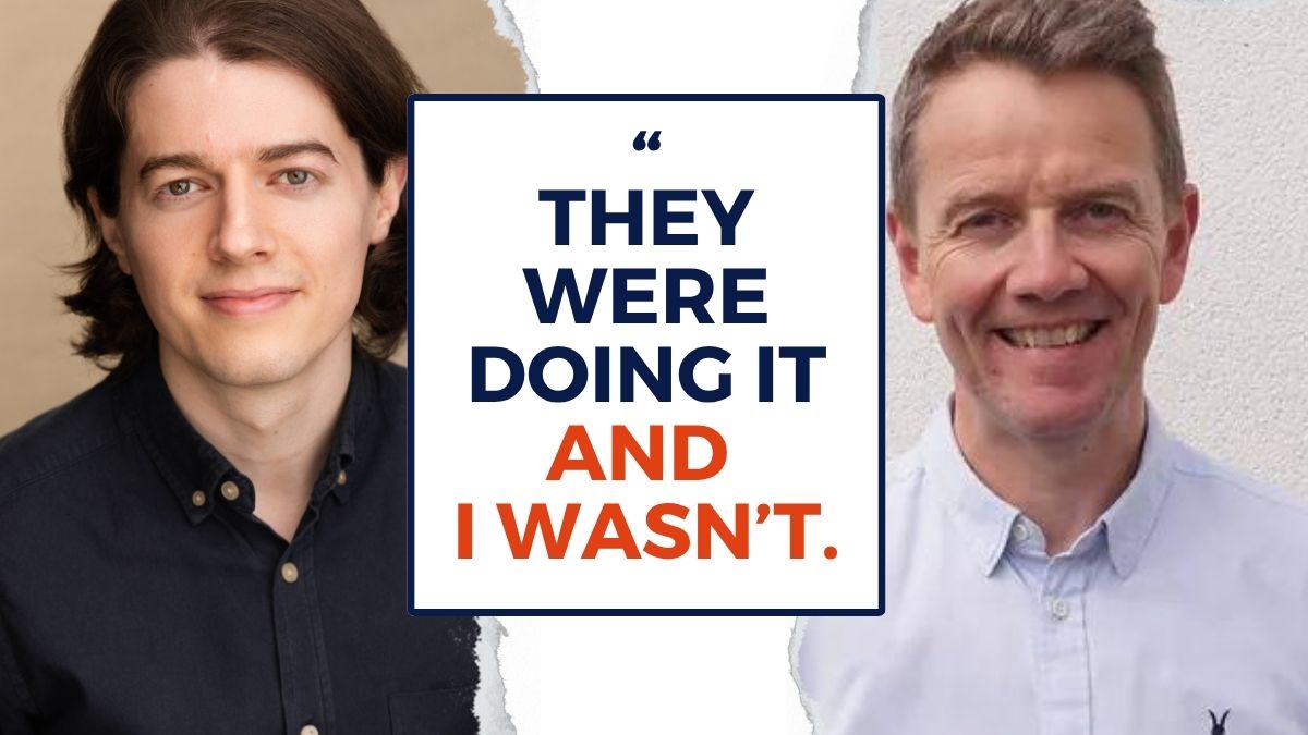 Interview thumbnail featuring Ed Darling and leadership coach Stephen Lock with the quote “they were doing it, and I was not.”